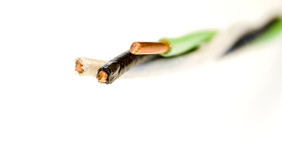 Insulated Copper Wire - Detailed view of copper cable with dual wires