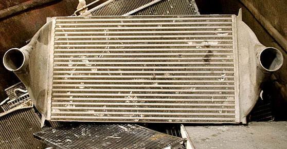 Aluminum Radiator - Scrap metal mound with metal radiator