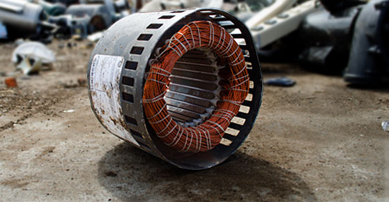 Electric Motor -  Image of a metal wheel with wires, part of Electric Motors & Transformers.